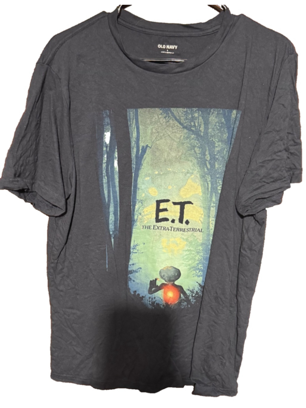 ET Movie Extra Terrestrial Logo T-Shirt Men Sz L Gray